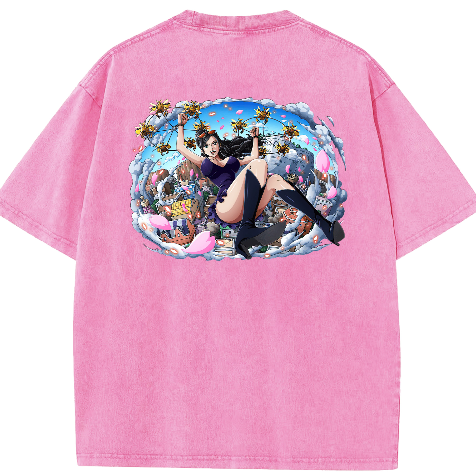 ワンピース ニコ・ロビン ONE PIECE Nico Robin 綿100% ヴィンテージ風 半袖Tシャツ（背面プリント）